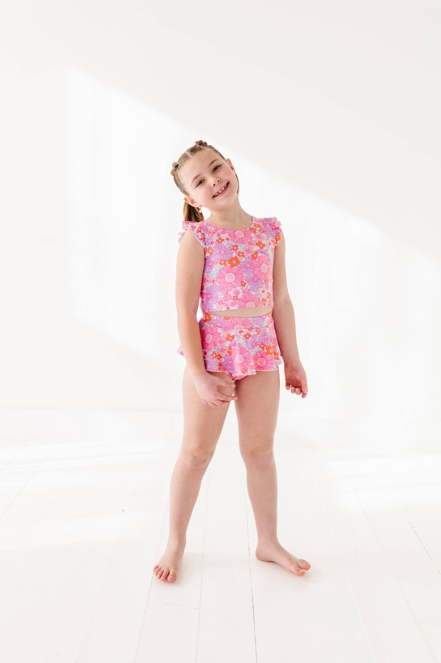 Neon Floral: Skirted TWO-PIECE