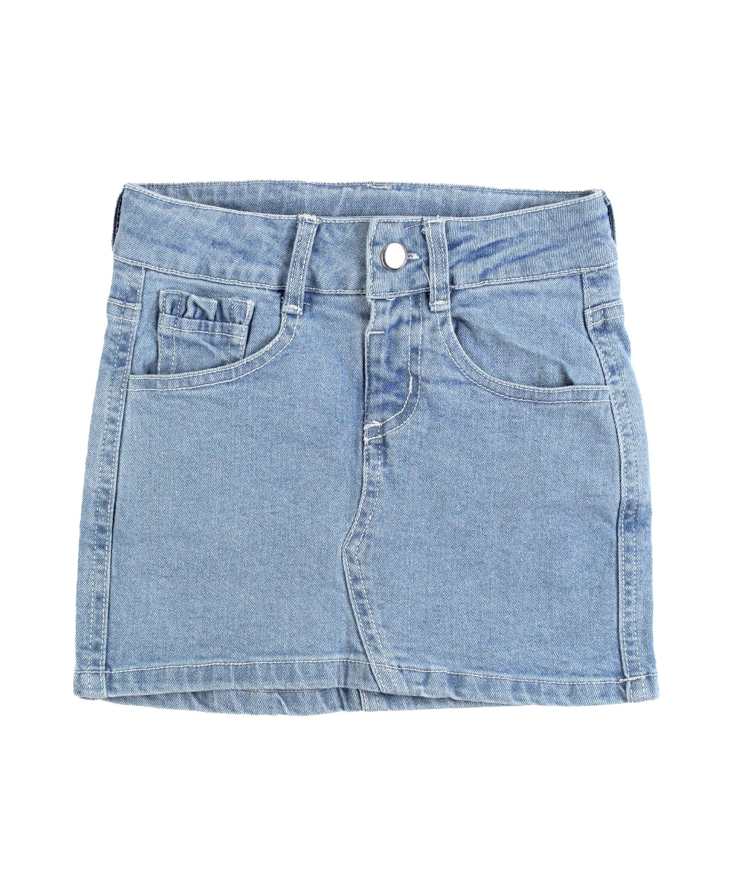 Girls Light Wash Ruffle Denim Skirt