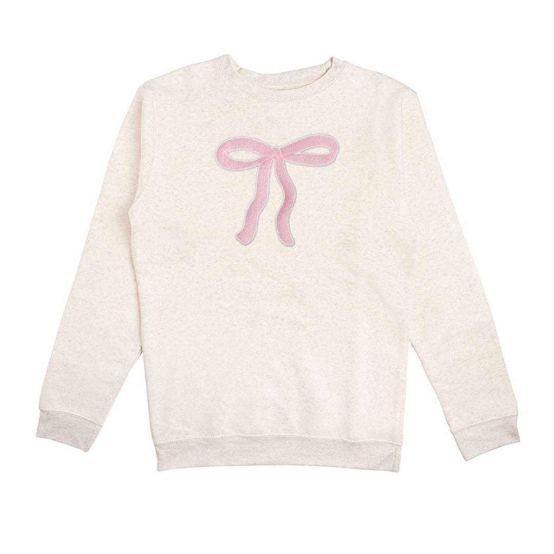 Coquette Bow Patch Adult Sweatshirt - Natural - Mommy and Me