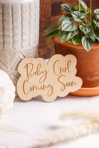 "Baby Girl Coming Soon" Pregnancy Announcement Sign