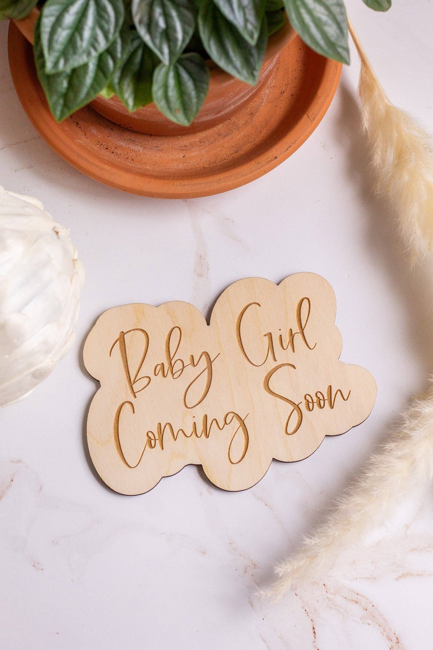 "Baby Girl Coming Soon" Pregnancy Announcement Sign