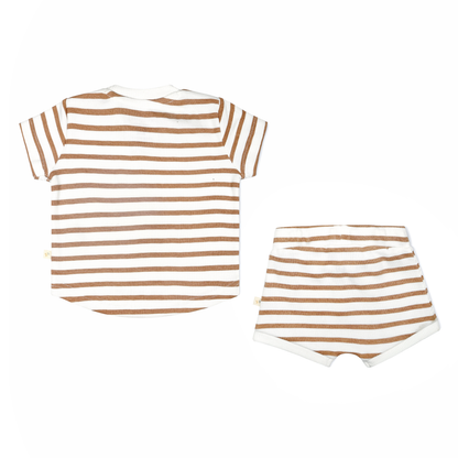 Organic Tee and  Shorties Set - Stripes