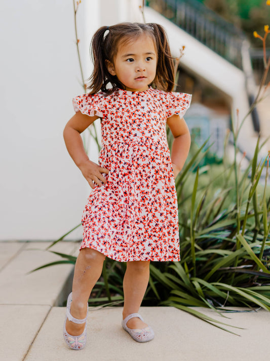 Floral Ruffle Sleeve Dress