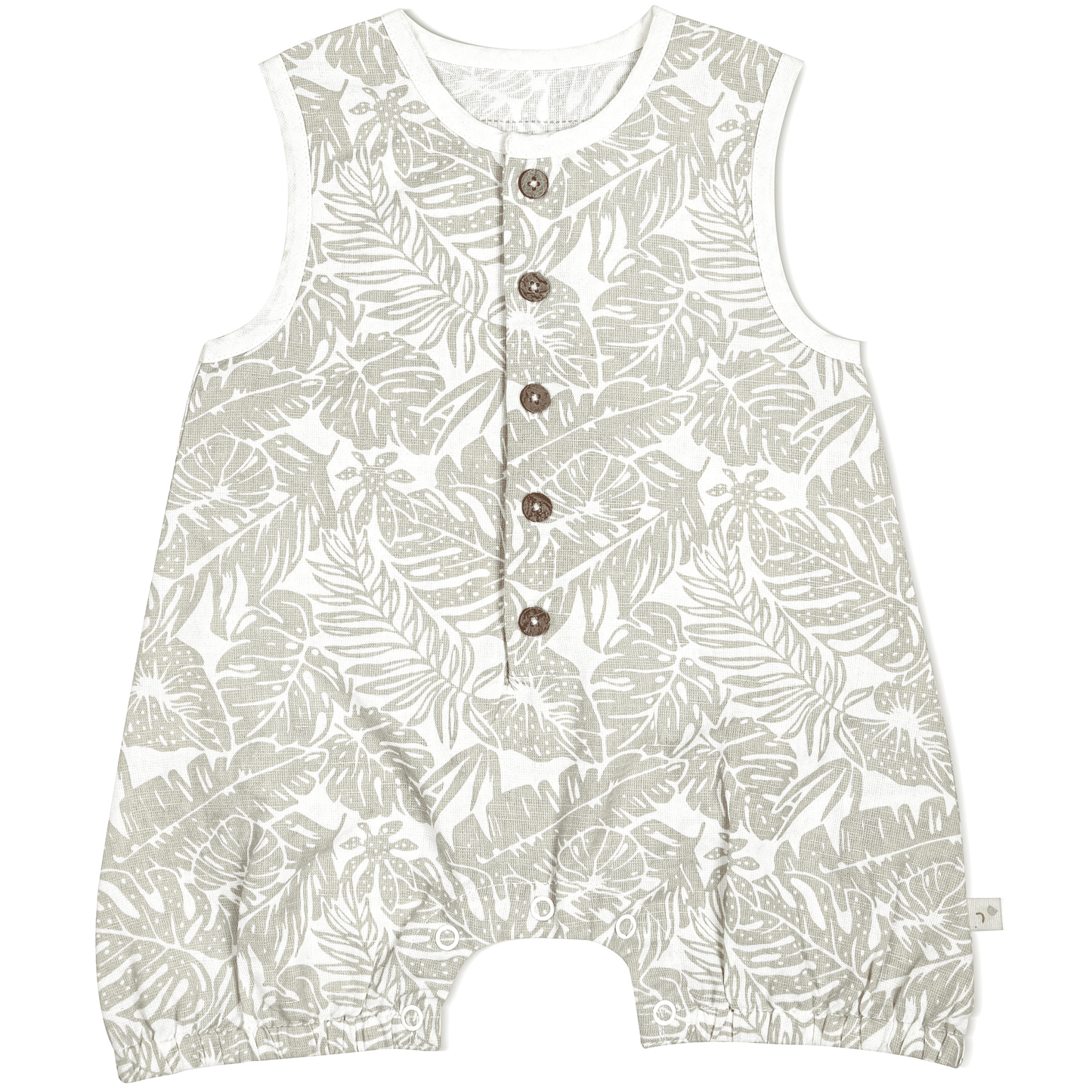 Organic Sleeveless Bubble Romper - Palms