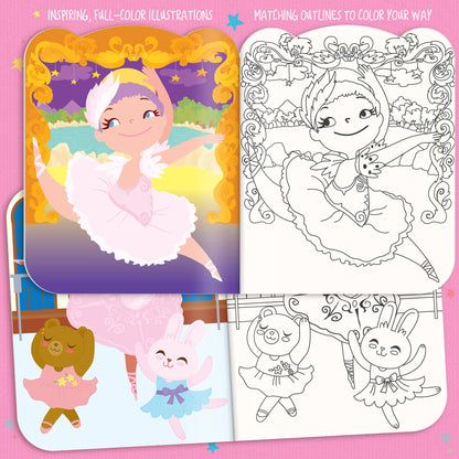 Glitter Ballerina Dry Erase Coloring Book & Crayon Gift Set