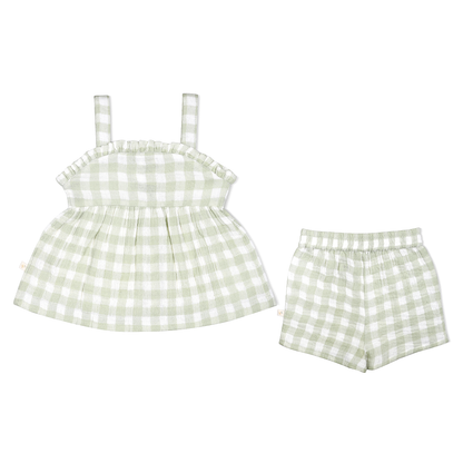 Organic Peplum Top and Shorts Set - Gingham