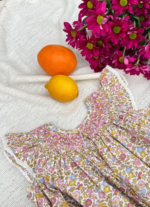 Yellow Wild Floral Smocked Dress