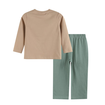 Oyster Brown Big Mouth Bass Smocked Shirt and Pants Set