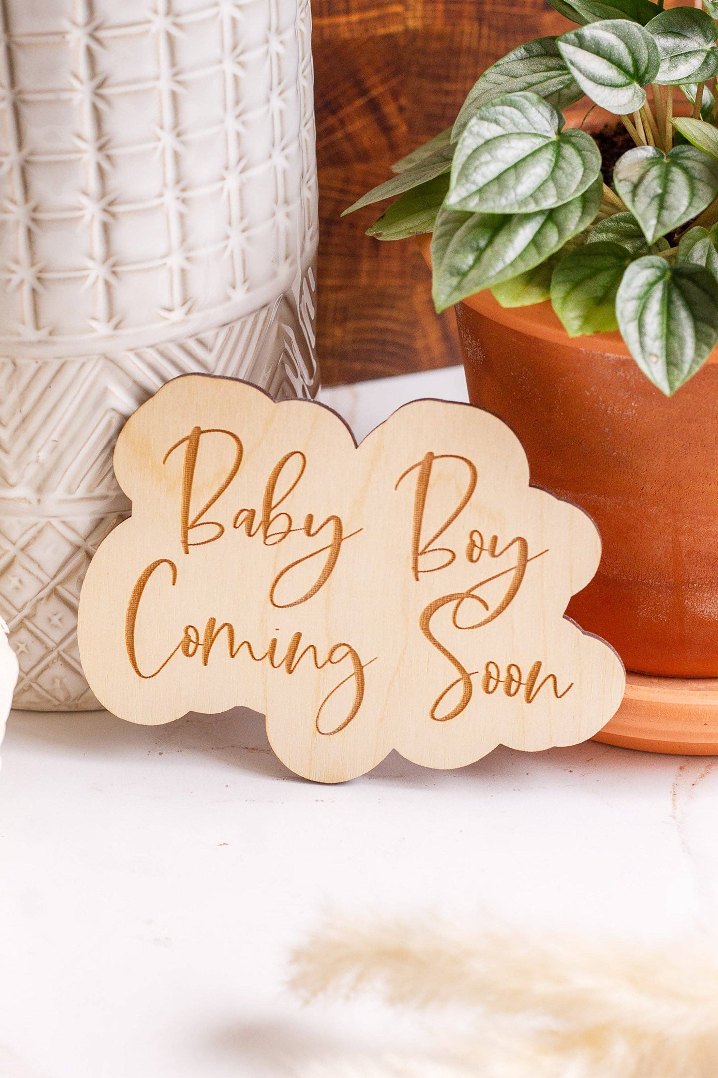 "Baby Boy Coming Soon" Pregnancy Announcement Sign