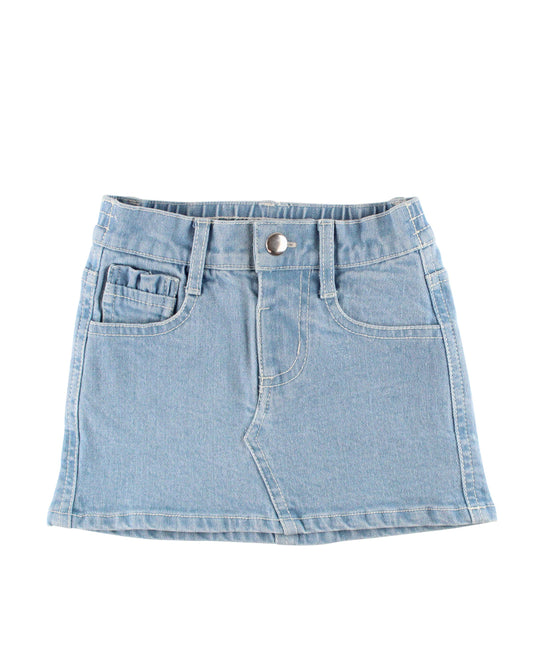 Girls Light Wash Ruffle Denim Skirt