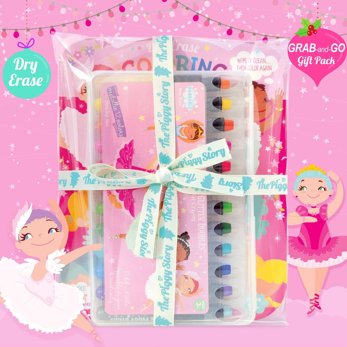 Glitter Ballerina Dry Erase Coloring Book & Crayon Gift Set