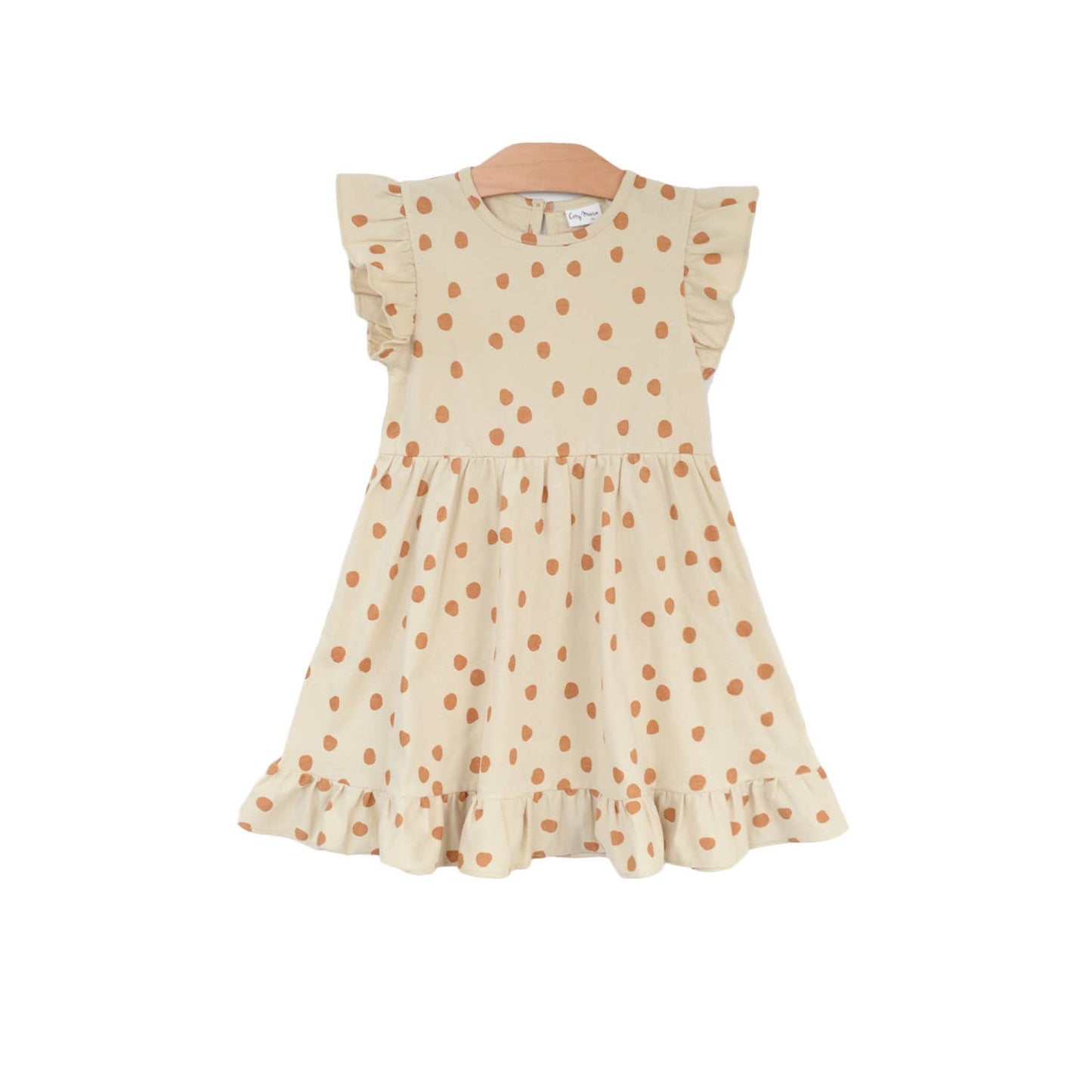 Ruffle Dress- Dots- Saffron