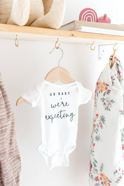 Oh Baby We're Expecting Pregnancy Announcement Onesie: NEWBORN