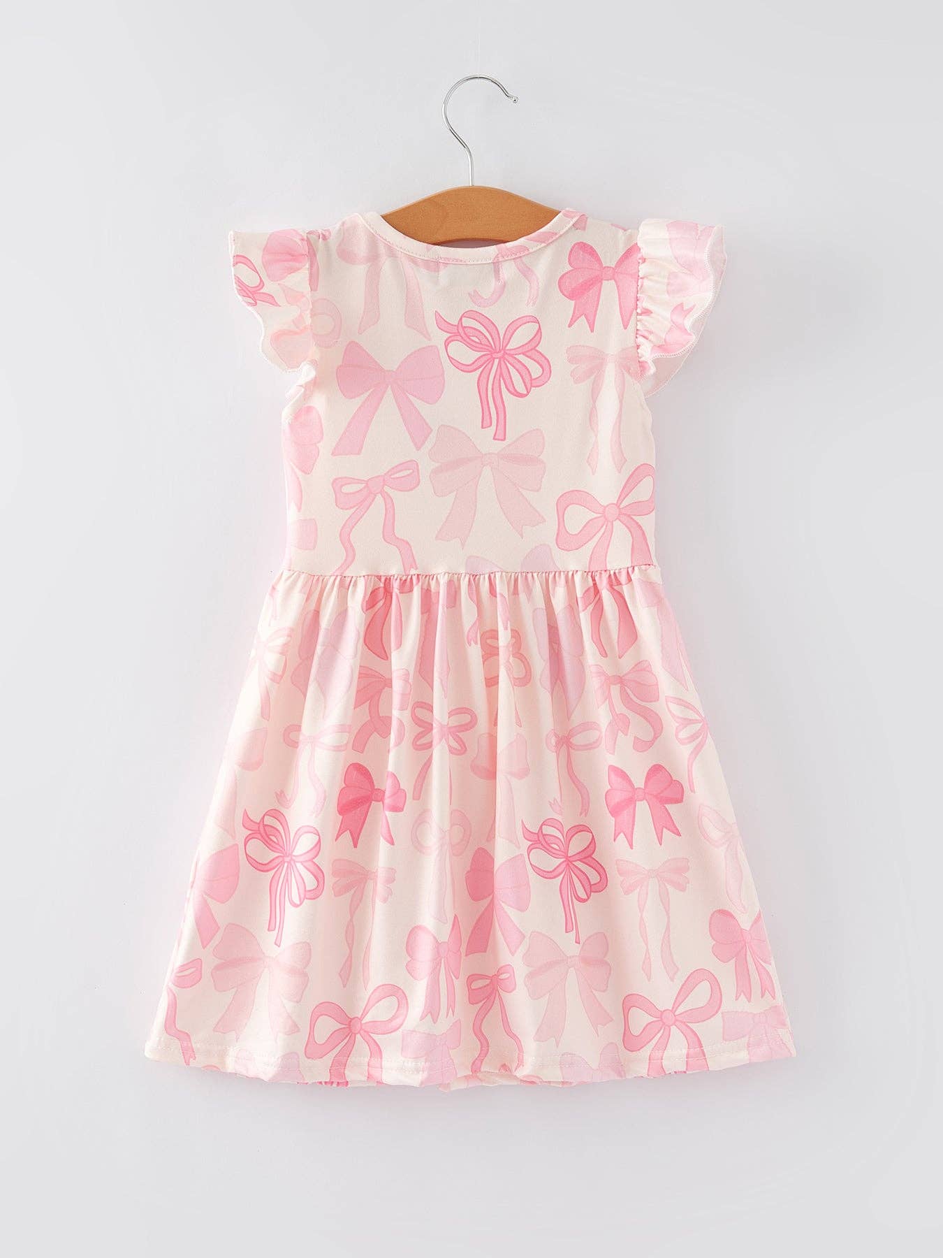 Easter Bow Print Flying Sleeve Girls Dress