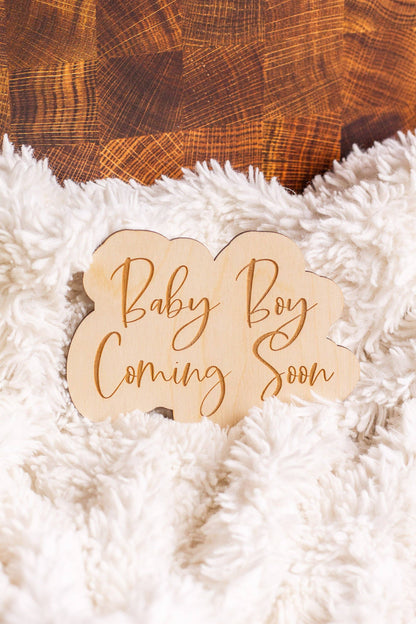 "Baby Boy Coming Soon" Pregnancy Announcement Sign