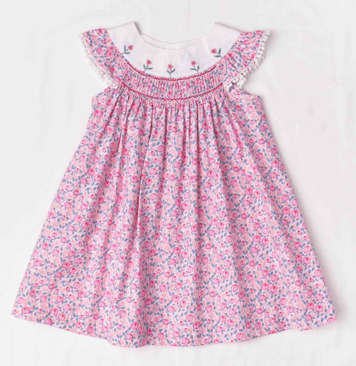 Pink Floral Smocked Dress