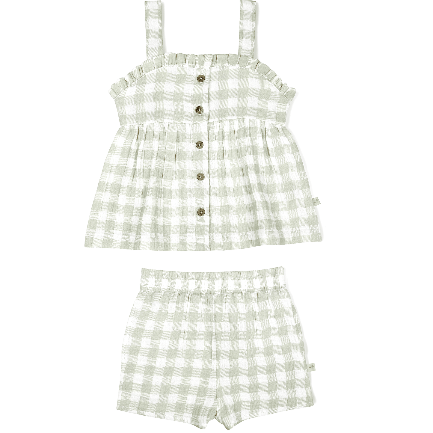 Organic Peplum Top and Shorts Set - Gingham