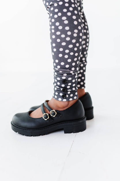 BLACK DOTTIE | Slim Ruffle Leggings