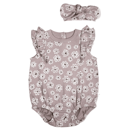 Organic Flutter Bubble Onesie - Daisies