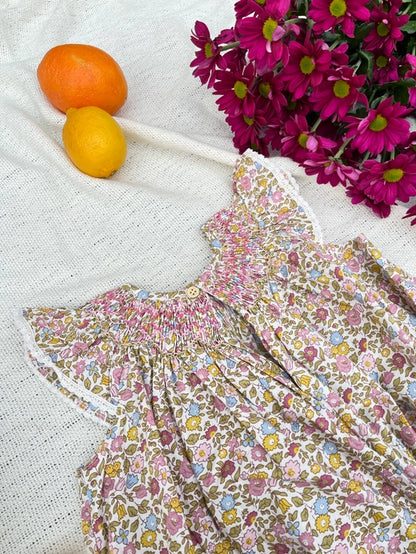 Yellow Wild Floral Smocked Dress