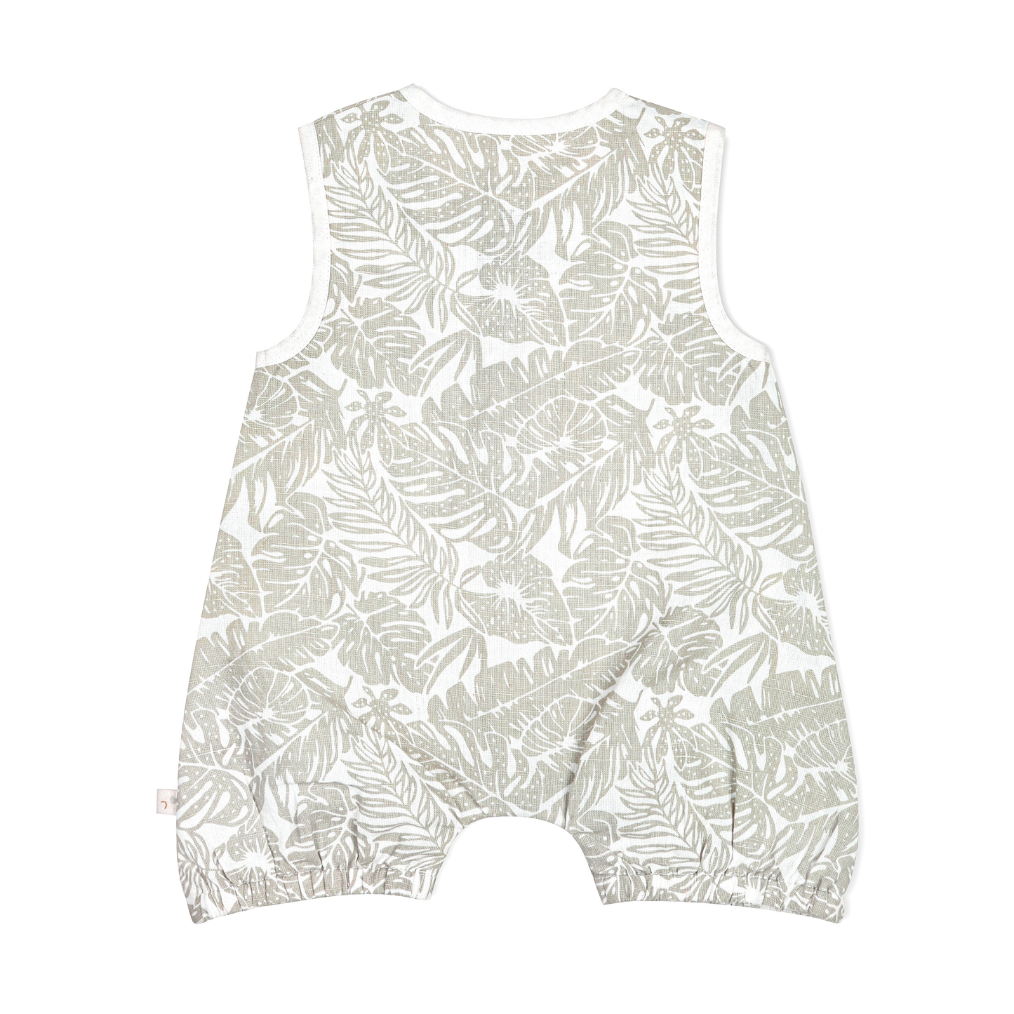 Organic Sleeveless Bubble Romper - Palms