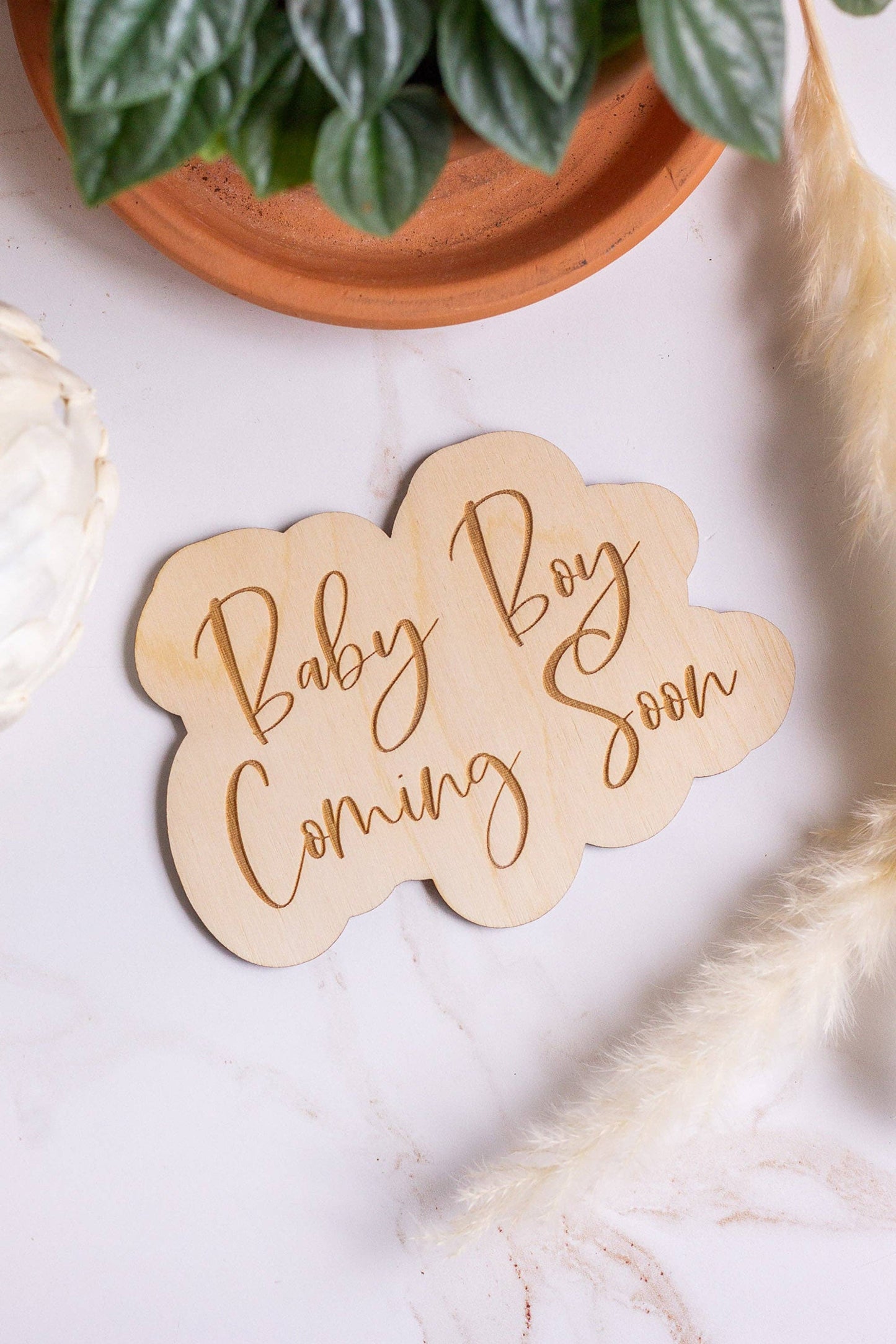 "Baby Boy Coming Soon" Pregnancy Announcement Sign