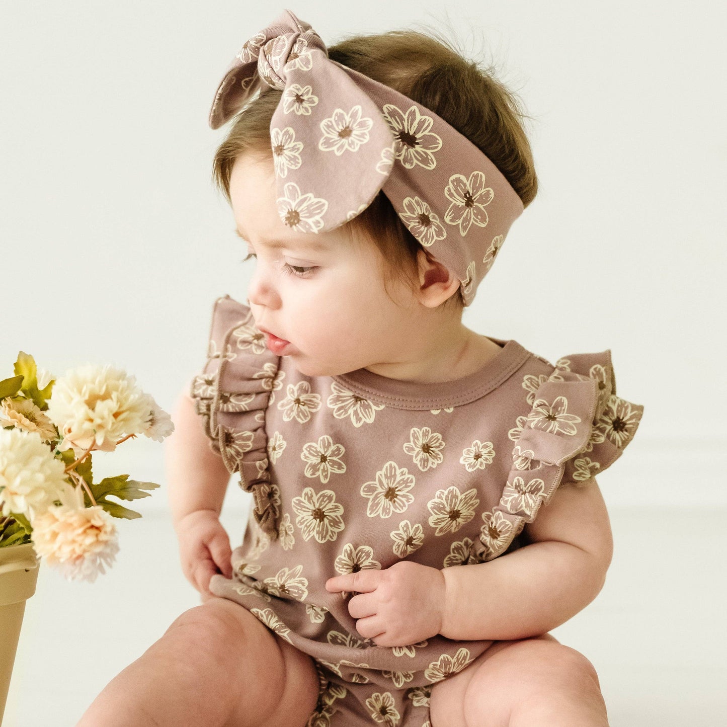 Organic Flutter Bubble Onesie - Daisies