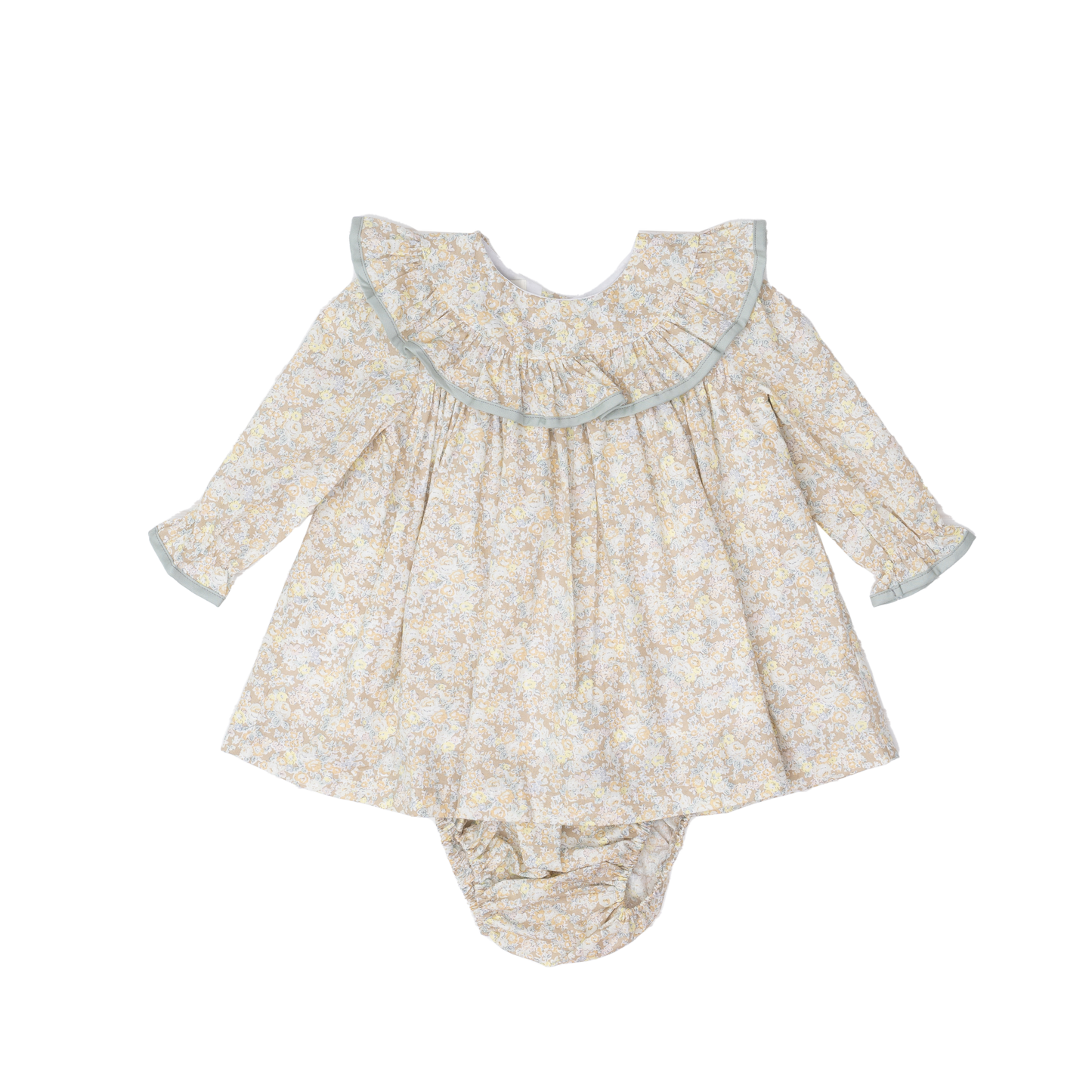 Layla Tan Floral Baby Bloomer Set