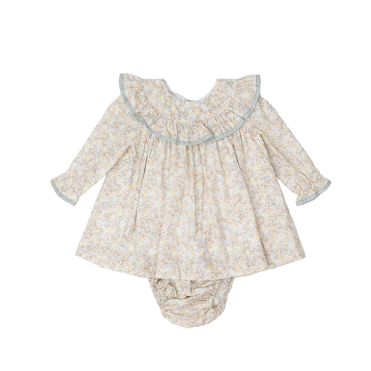 Layla Tan Floral Baby Bloomer Set