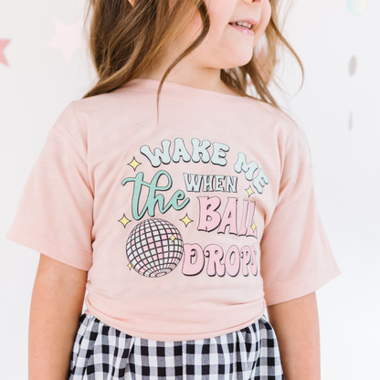 Wake me when the ball drops New Years Eve Kids Shirt