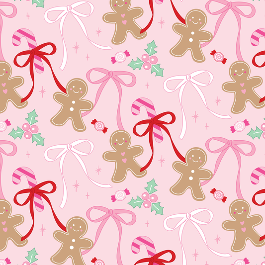 Christmas Gingerbread Bows Wrapping Paper