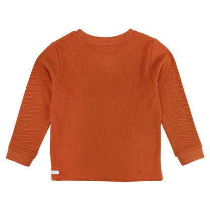 Boys Rust Waffle Knit Long Sleeve Crew Neck Shirt