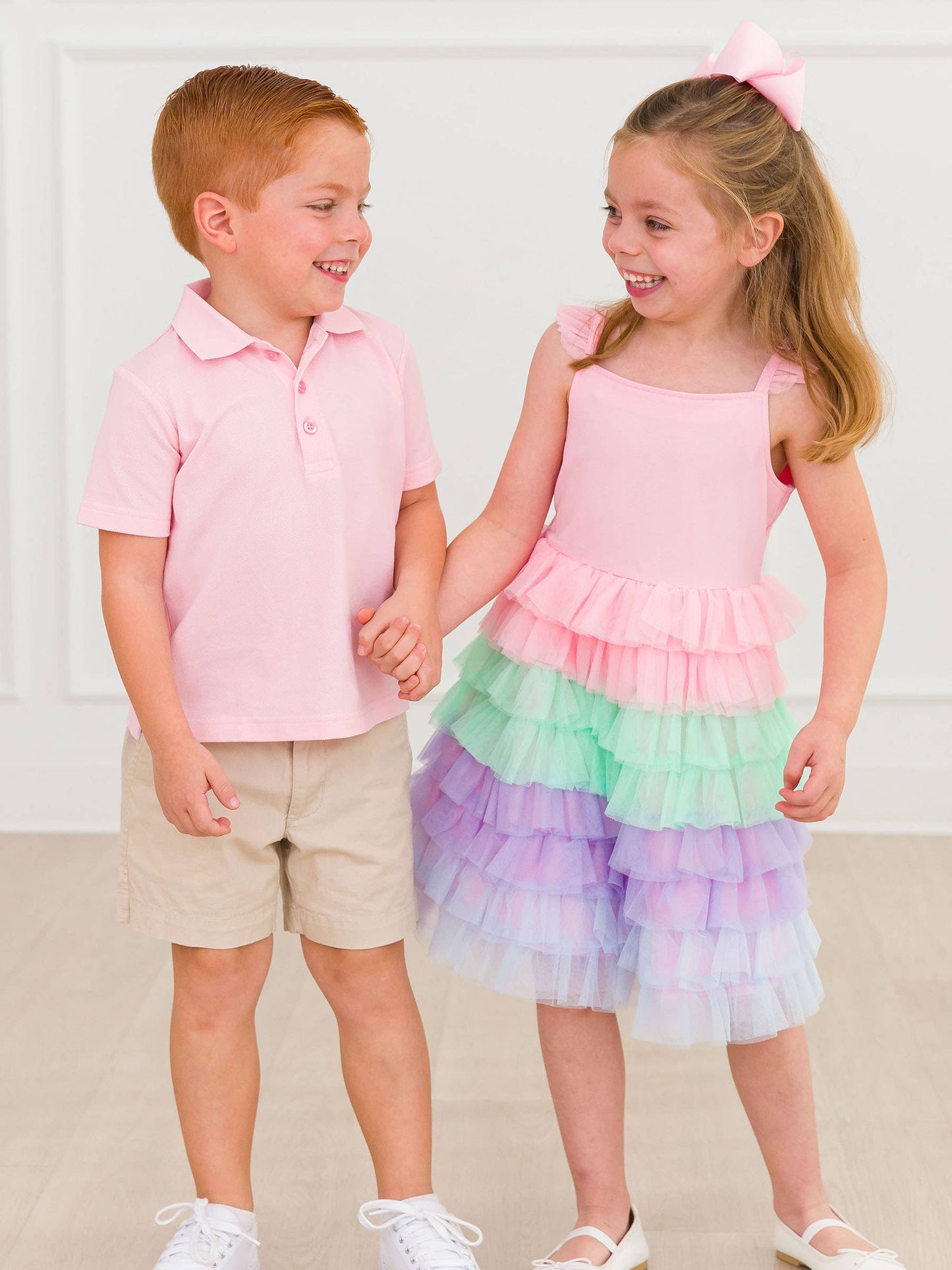 Boys Pink Pique Short Sleeve Polo Shirt