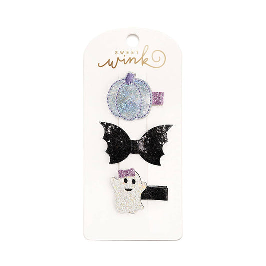 Girly Ghost Halloween Clip Set - Kids Halloween Hair Clips