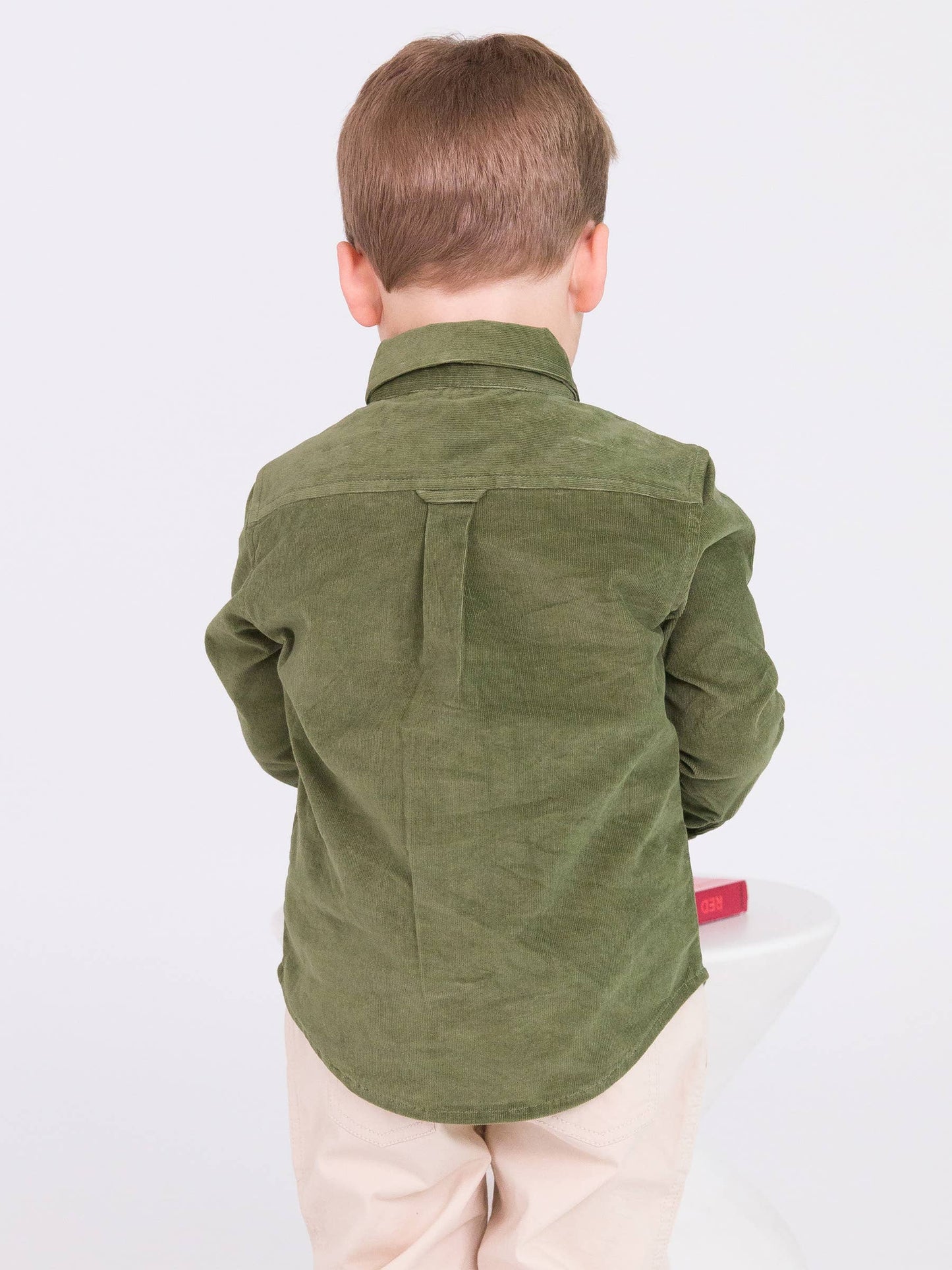 Boys Stretch Corduroy Long Sleeve Button Down Shirt