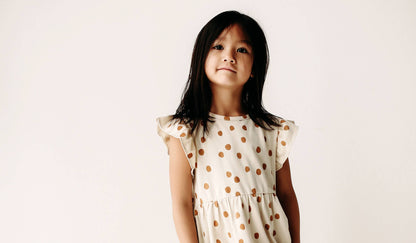 Ruffle Dress- Dots- Saffron