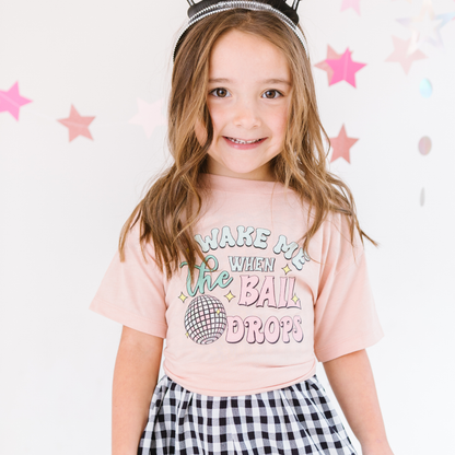 Wake me when the ball drops New Years Eve Kids Shirt