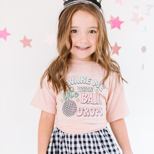 Wake me when the ball drops New Years Eve Kids Shirt