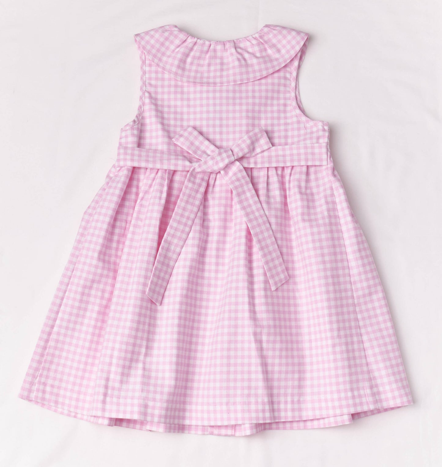 Pink Gingham Smocked Button Dress