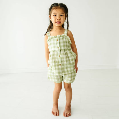 Organic Peplum Top and Shorts Set - Gingham