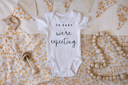 Oh Baby We're Expecting Pregnancy Announcement Onesie: NEWBORN