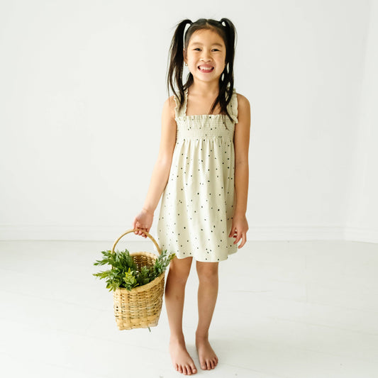 Organic Smocked Sundress - Pixie Dots